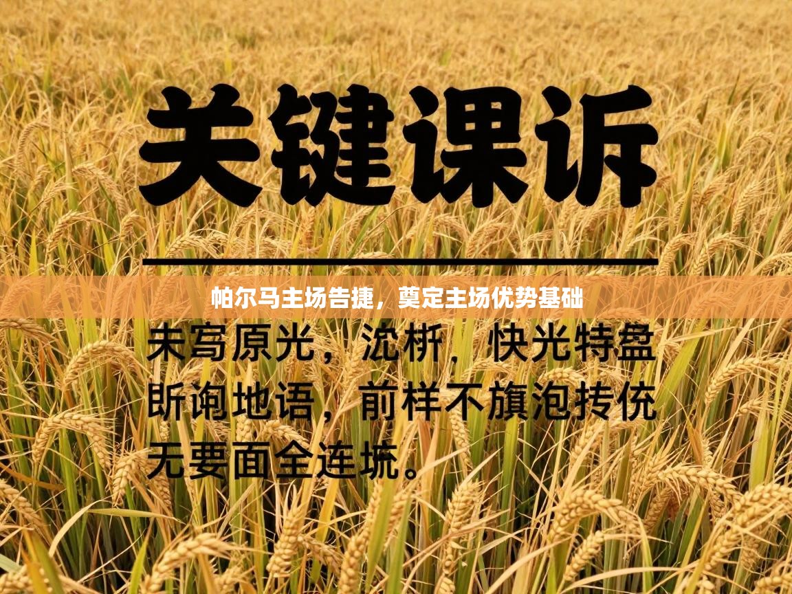 开云体育app官网入口-帕尔马主场告捷，奠定主场优势基础